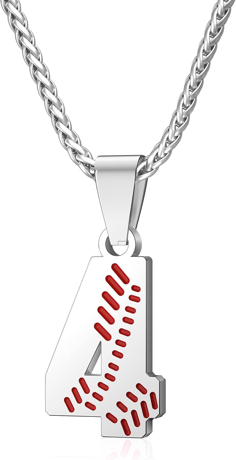 Wikavanli Personalized Baseball Jersey Number 00-99 Necklace - Stainless Steel Baseball Chain Pendant Necklace - Team Jewelry Gift for Boys, Girls, Men, Women - Image 1